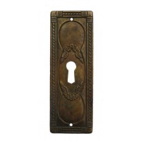 Kulcslyuk címer, függőleges, sárgarézből,  "Liberty" patinásított, 35X96 mm - 1 db