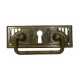 Kulcslyuk címer fogantyúval, vízszintes, sárgarézből "Jugendstil"  patinásított, 96X33 mm - 1 db
