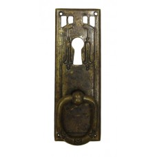 Kulcslyuk címer, függőleges sárgarézből  "Jugendstil" patinásított, 33X96 mm - 1 db