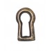 Kulcslyuk címer sárgarézből, patinásított, 13X22 mm - 1 db